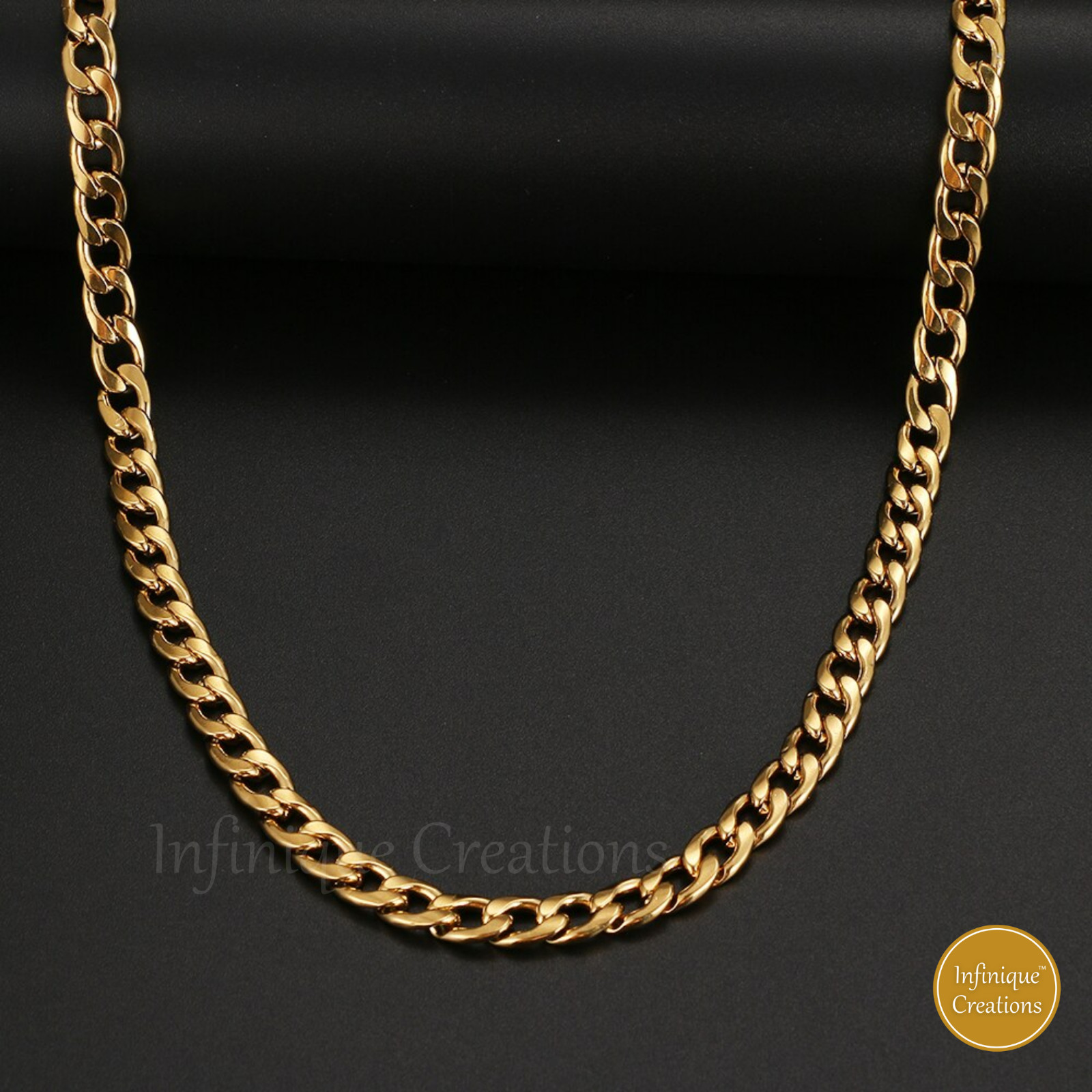 Stainless Steel Cuban Curb Chain 18K Gold Plated 7-38″ Women Bracelet Necklace