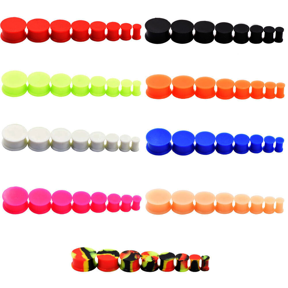 2Pcs Silicone Ear Gauges Double Flared Saddle Ear Tunnels Plug Piercing 2g-3/4″