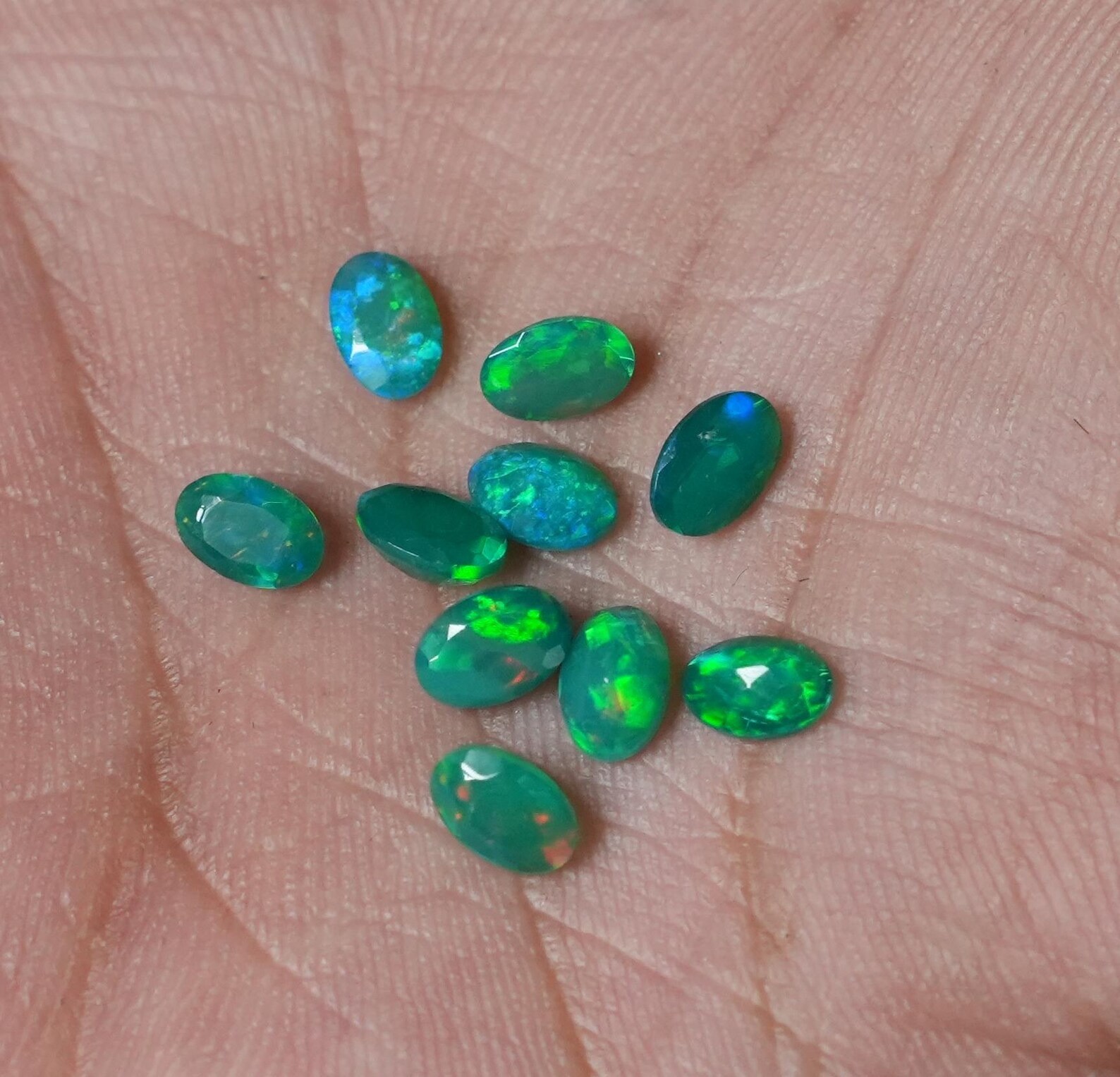 Natural Green Ethopian Opal Oval Faceted Cut 3x5mm To 8x10mm Loose Gemstone