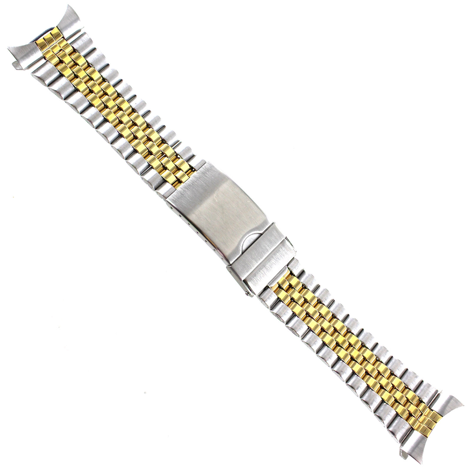 22mm Milano Curved Two-Tone Stainless Mens Safety Fold Over Clasp Band 156970