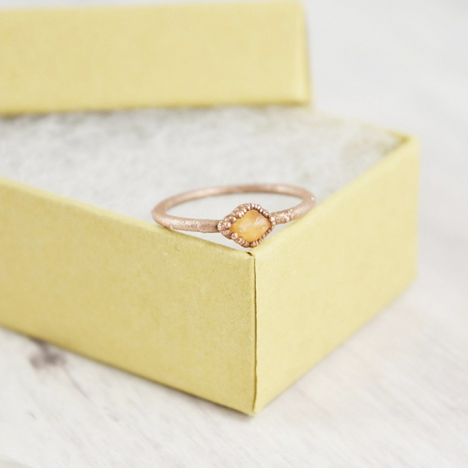Size 7 Fire Opal Ring, Raw Stone, Antique Copper, Stacking Boho Jewelry