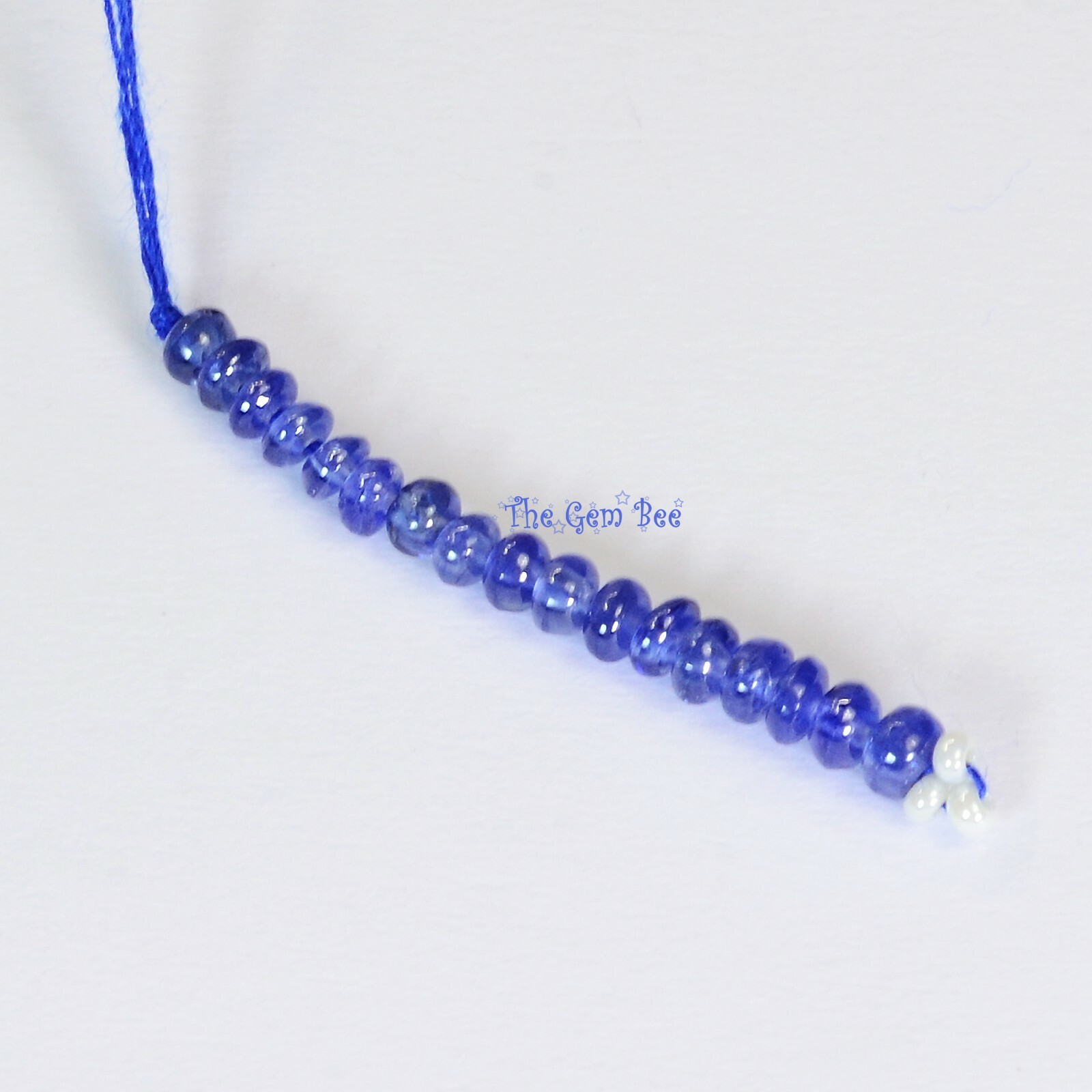 2.4mm-2.8mm Unheated Burmese Gem Royal Blue Sapphire Smooth Rondelle Beads 1″