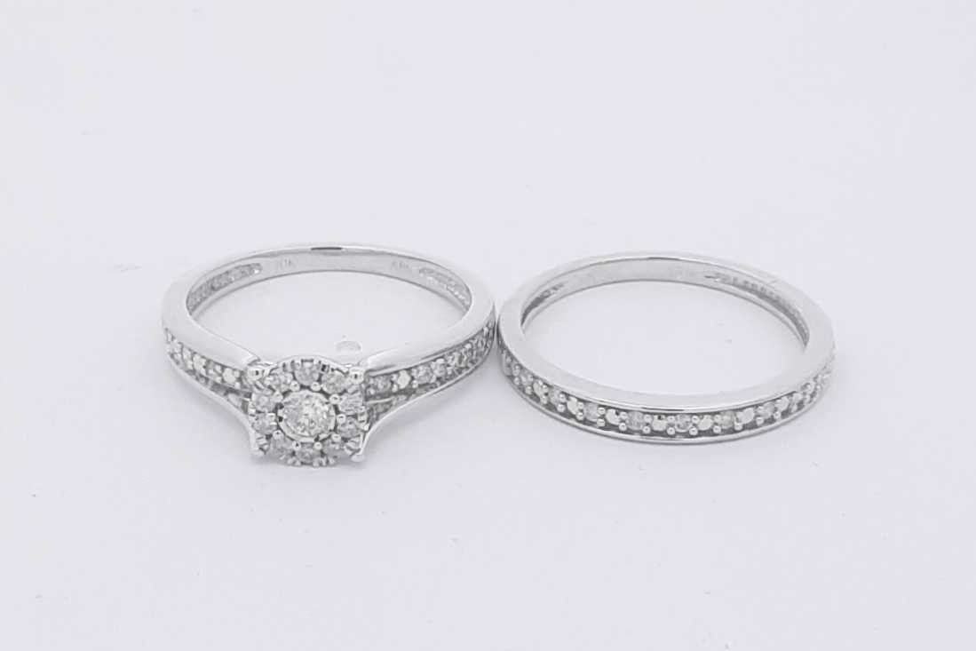 0.27cttw Diamond Wedding Set In 10k White Gold 4.4 Grams Size 7 Eb0226olxsa