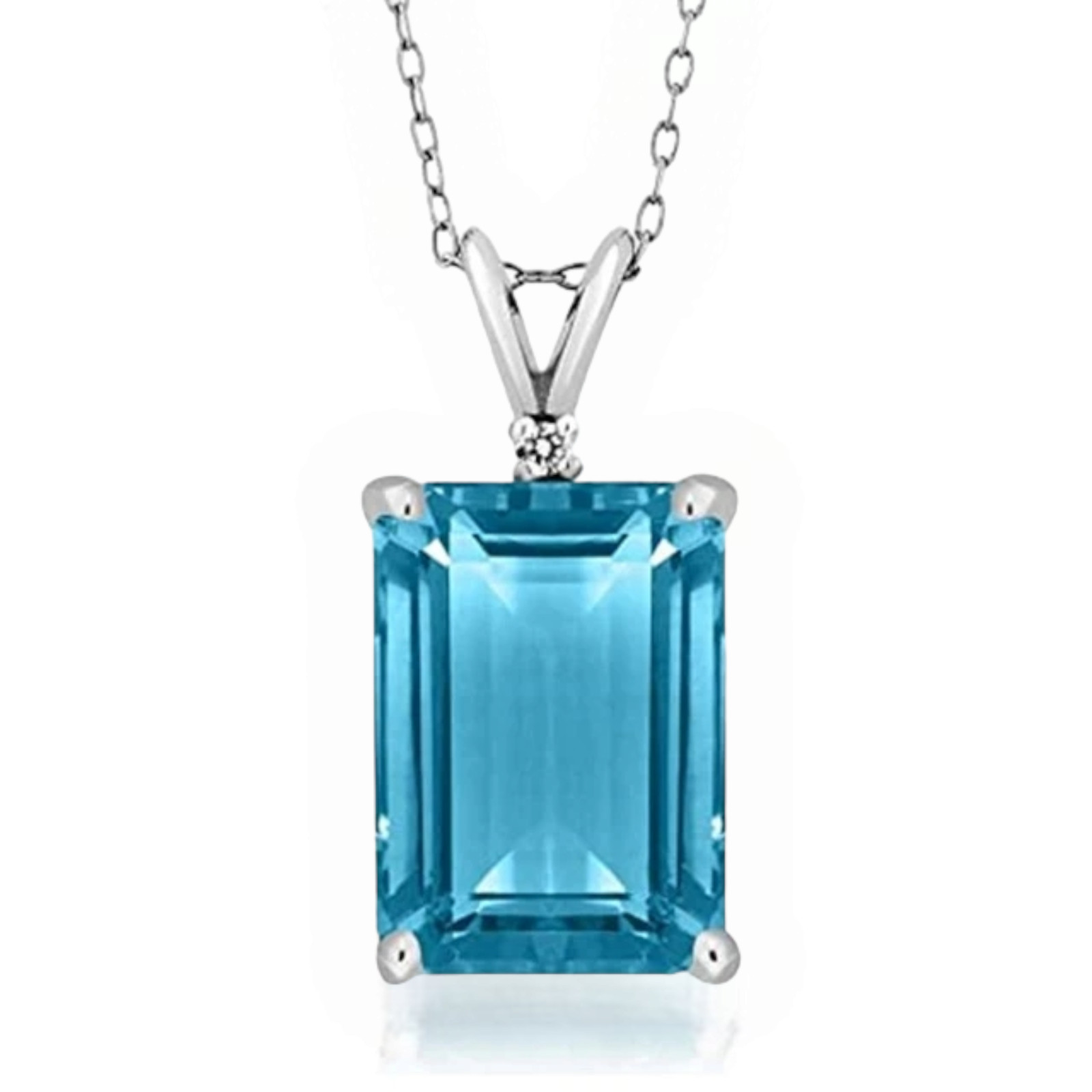 Silver Plated Pendant Necklace Rolo Chain With CZ For Women Fashion Jewelry