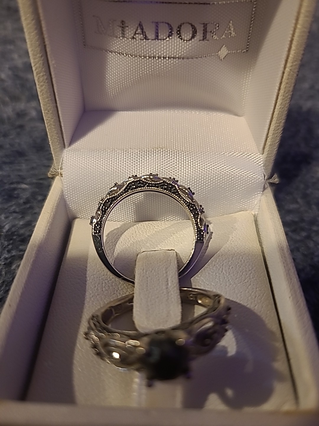 1.39 Carat (ctw) Black Diamond Engagement Wedding Ring Band Set 10K White Gold
