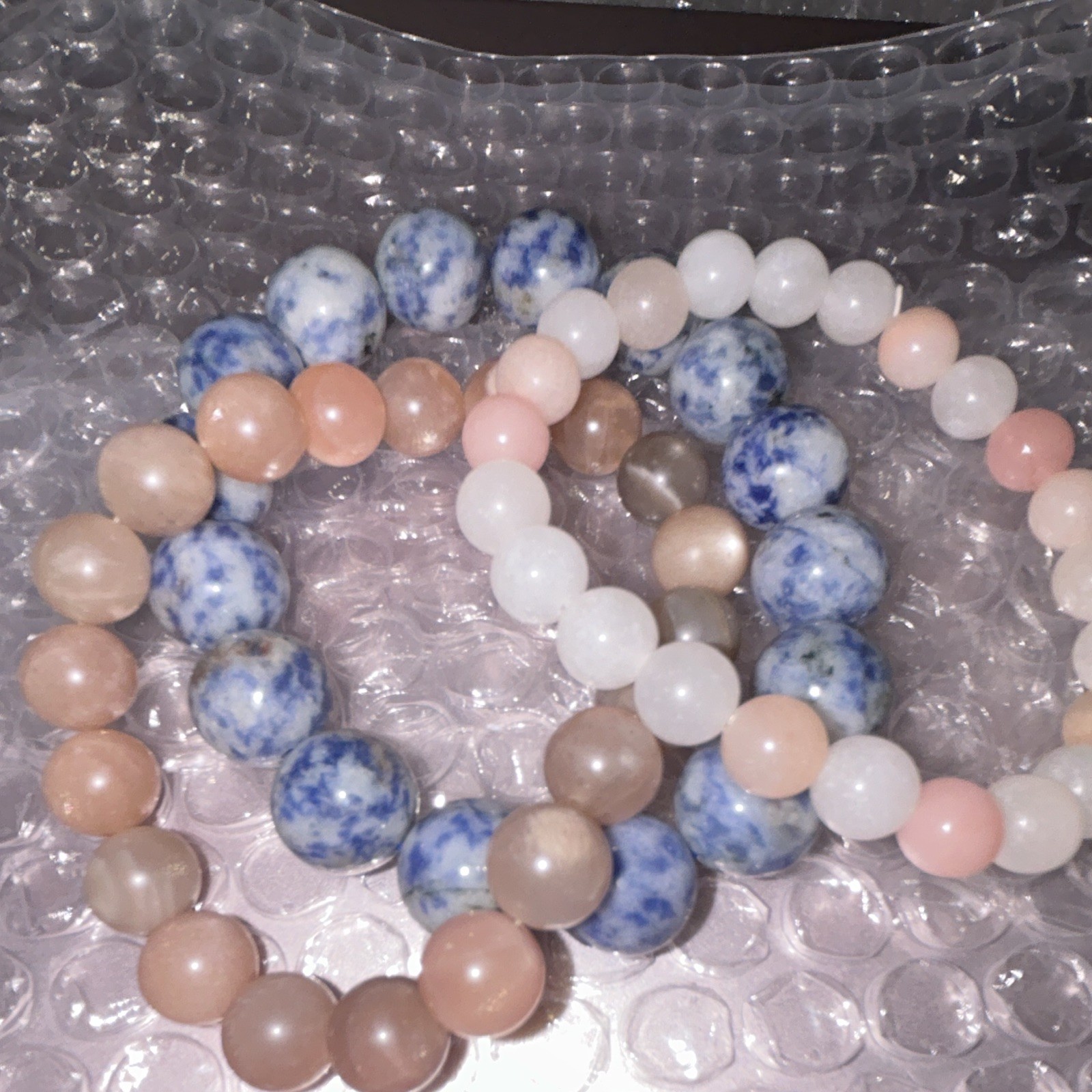 Large Moss Agate Heart with Gemstone Bracelet Set k