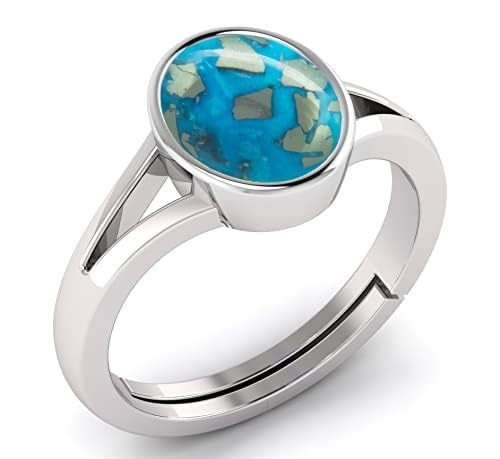 Irani Firoza Turquoise Gemstone Panchdhatu Adjustable Silver Plated Ring Unisex