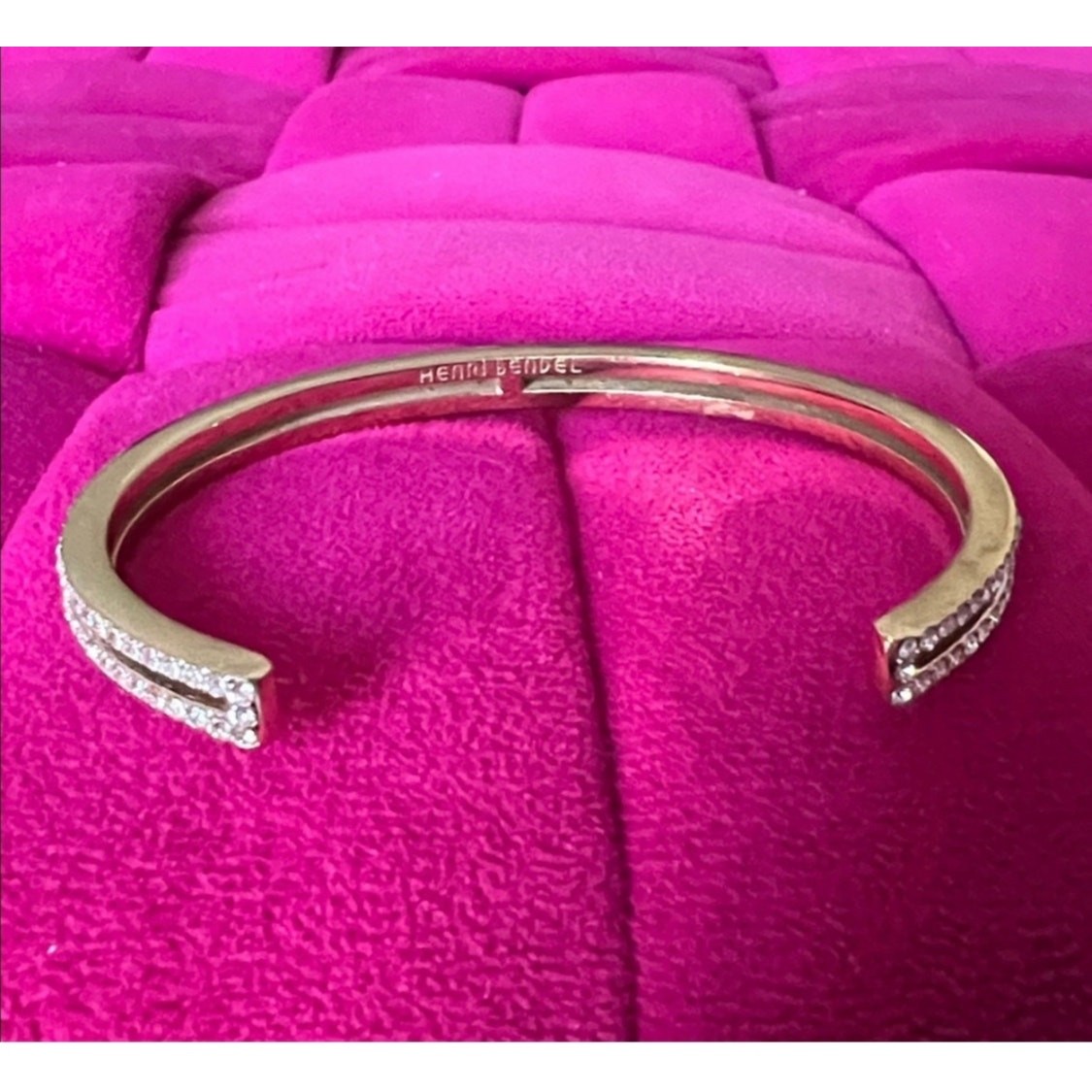 Henri Bendel Double Row Crystal Open Cuff Bracelet EUC