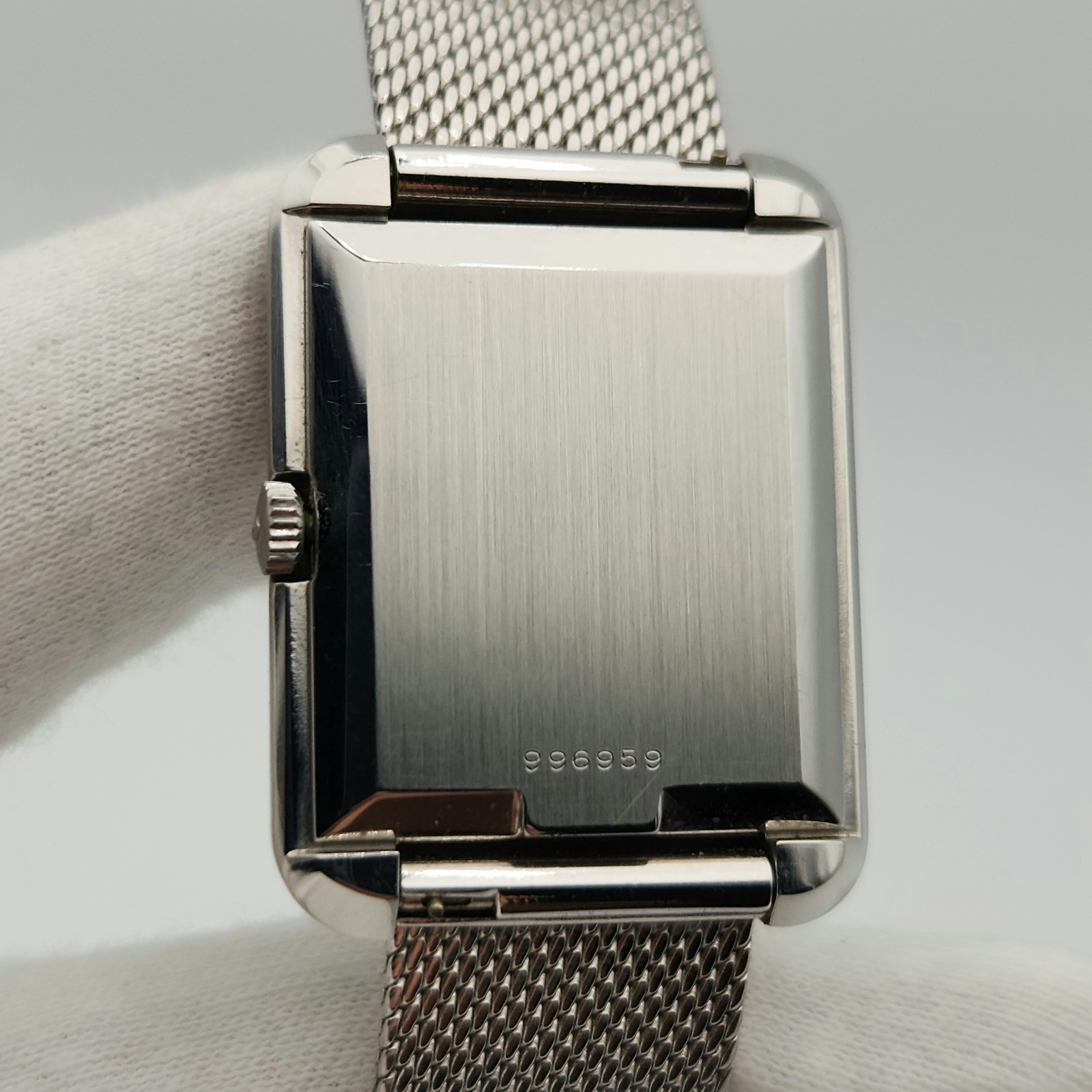 Juvenia “Tank” Style Men’s Vintage Silver Tone / Blue Dial Mechanical Watch