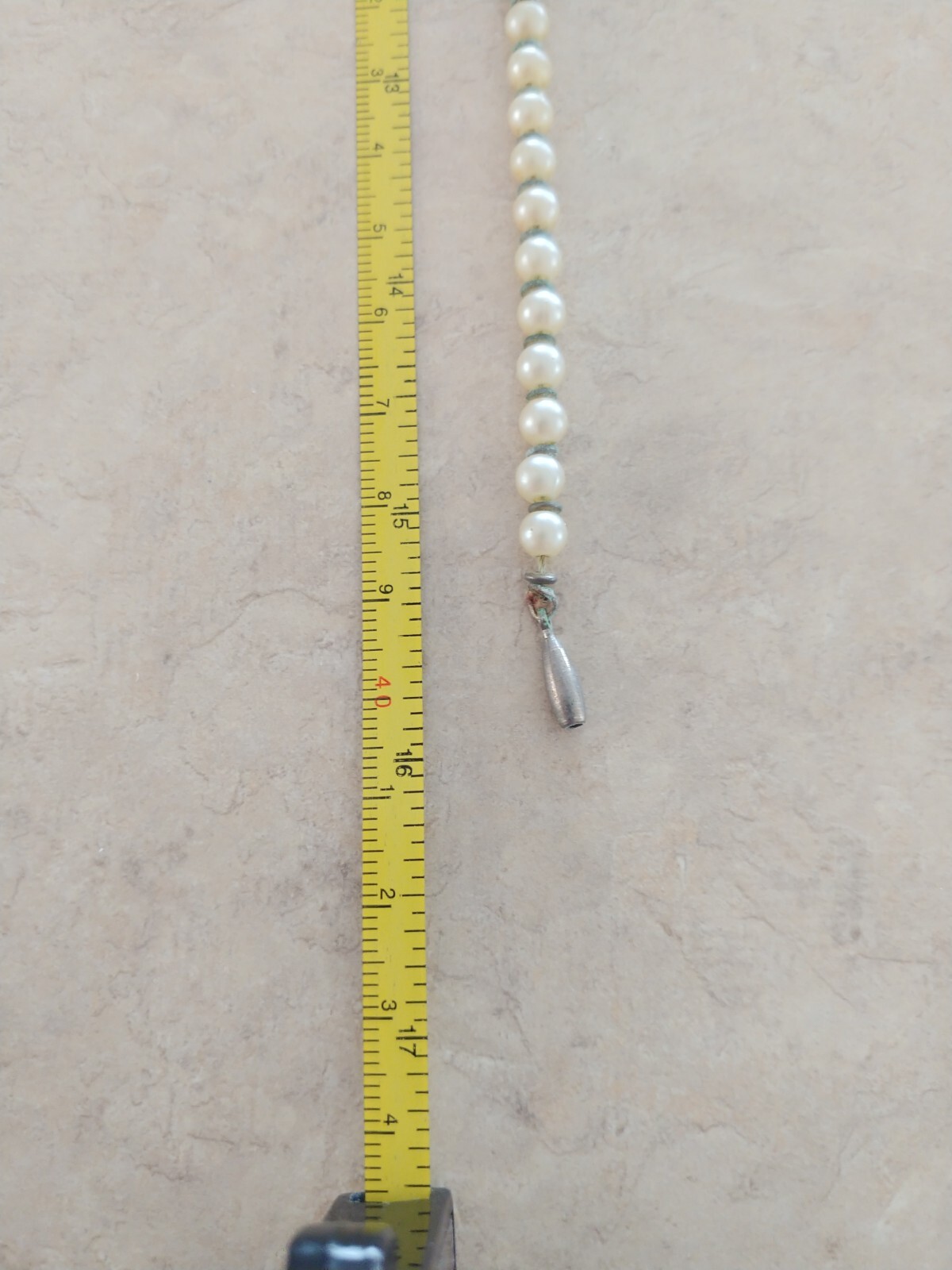Pale Faux Pearl Choker Single Strand Necklace Vintage 1930s 40s Jewelry 16″in