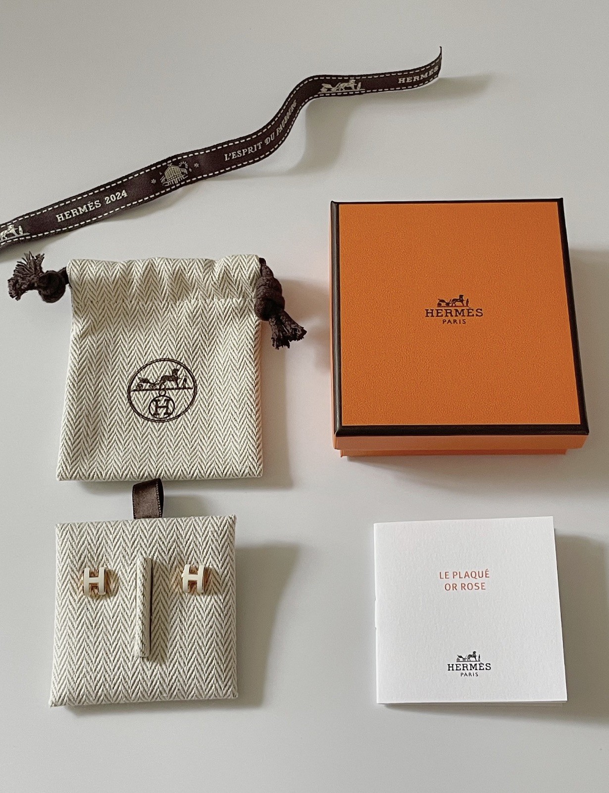 Hermes Mini Pop H Earrings Yellow Gold Plated