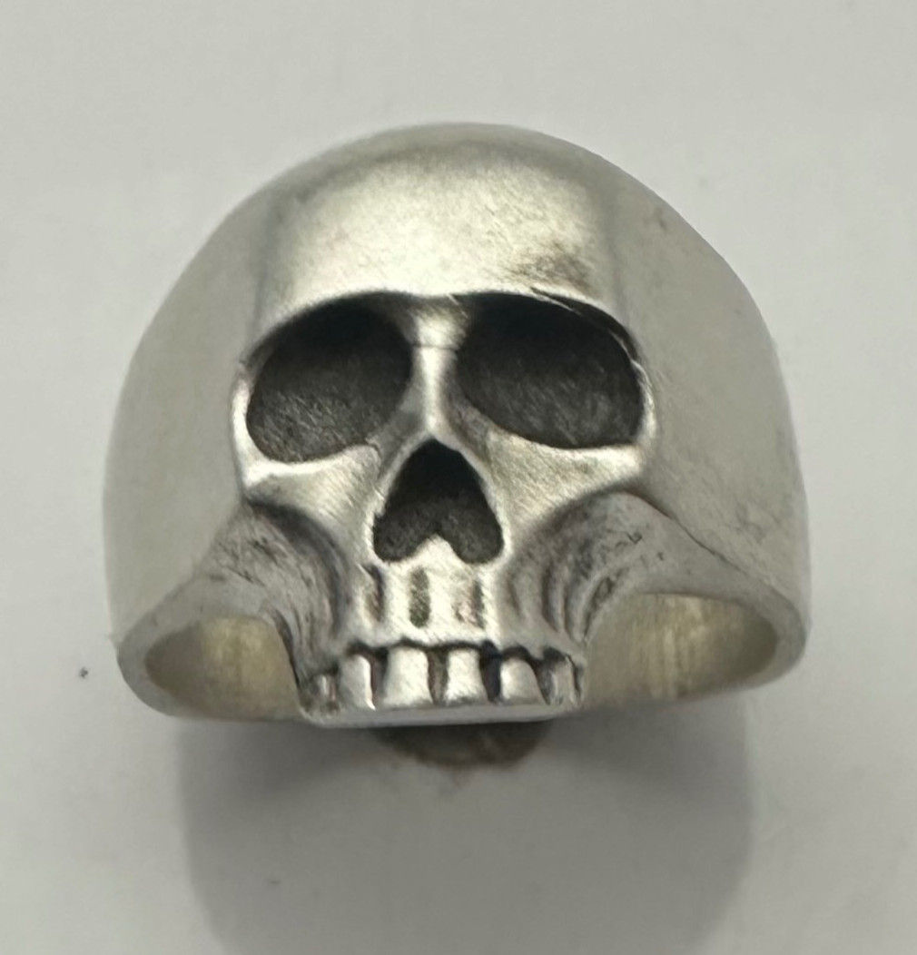 MJG STERLING SILVER KR SKULL RING-SATIN FINISH. 17.5 GRAMS- Size 10