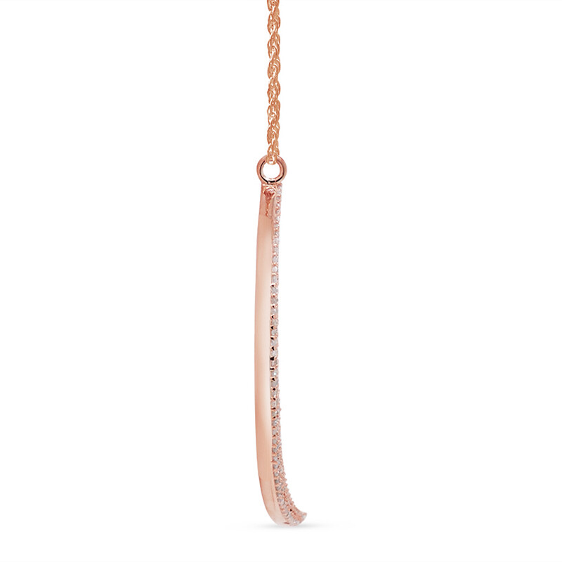 0.44 CT Round Crescent Moon Pendant Necklace In 14K Gold Plated