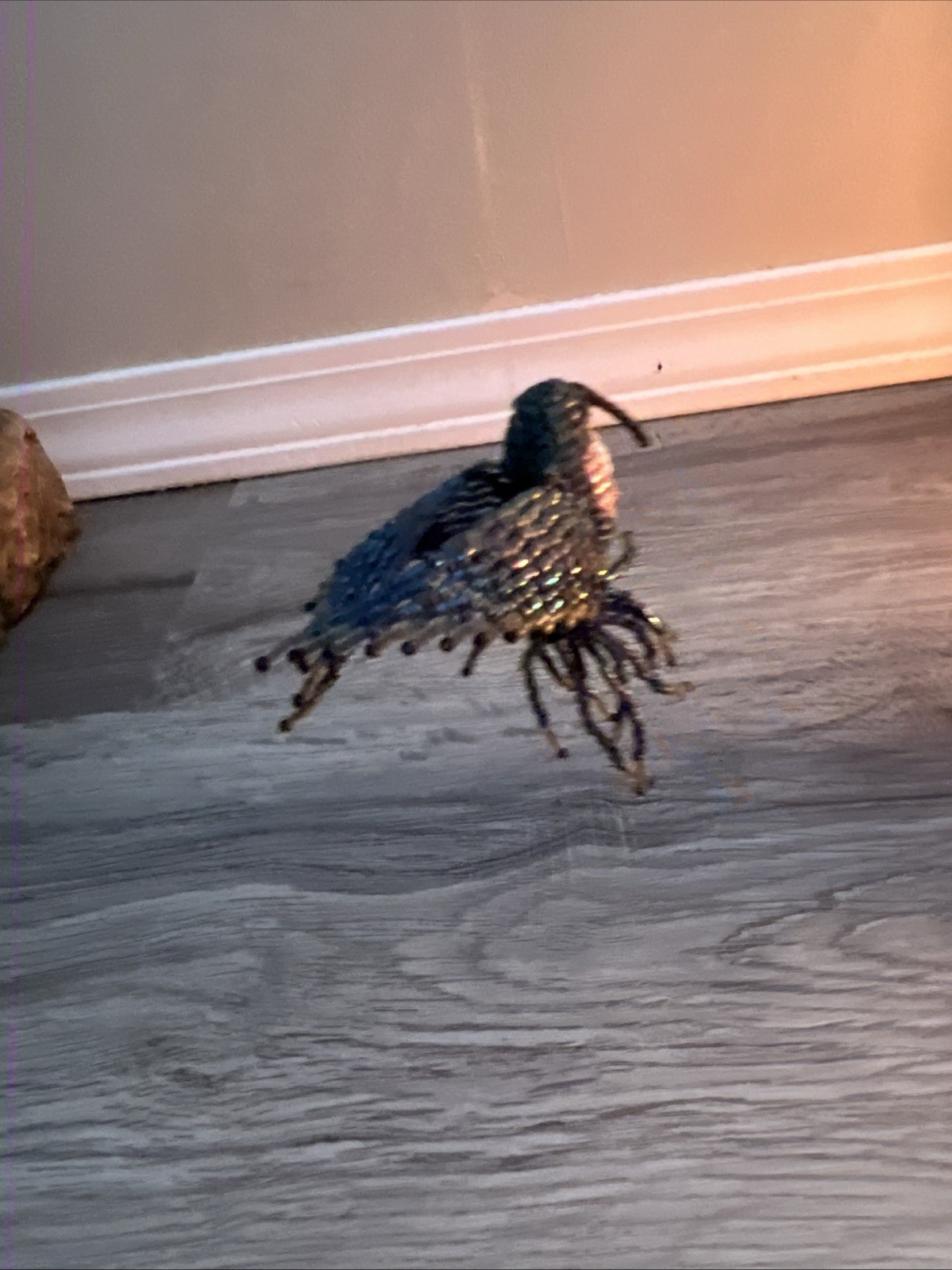 Vtg Colorful Handmade Beaded Hanging Humming Bird Ornament Gorgeous