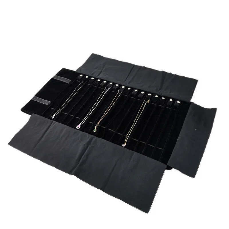 Fashion Velvet Zipper Jewelry Roll Bag Ring Earrings Organizer Storage Bag