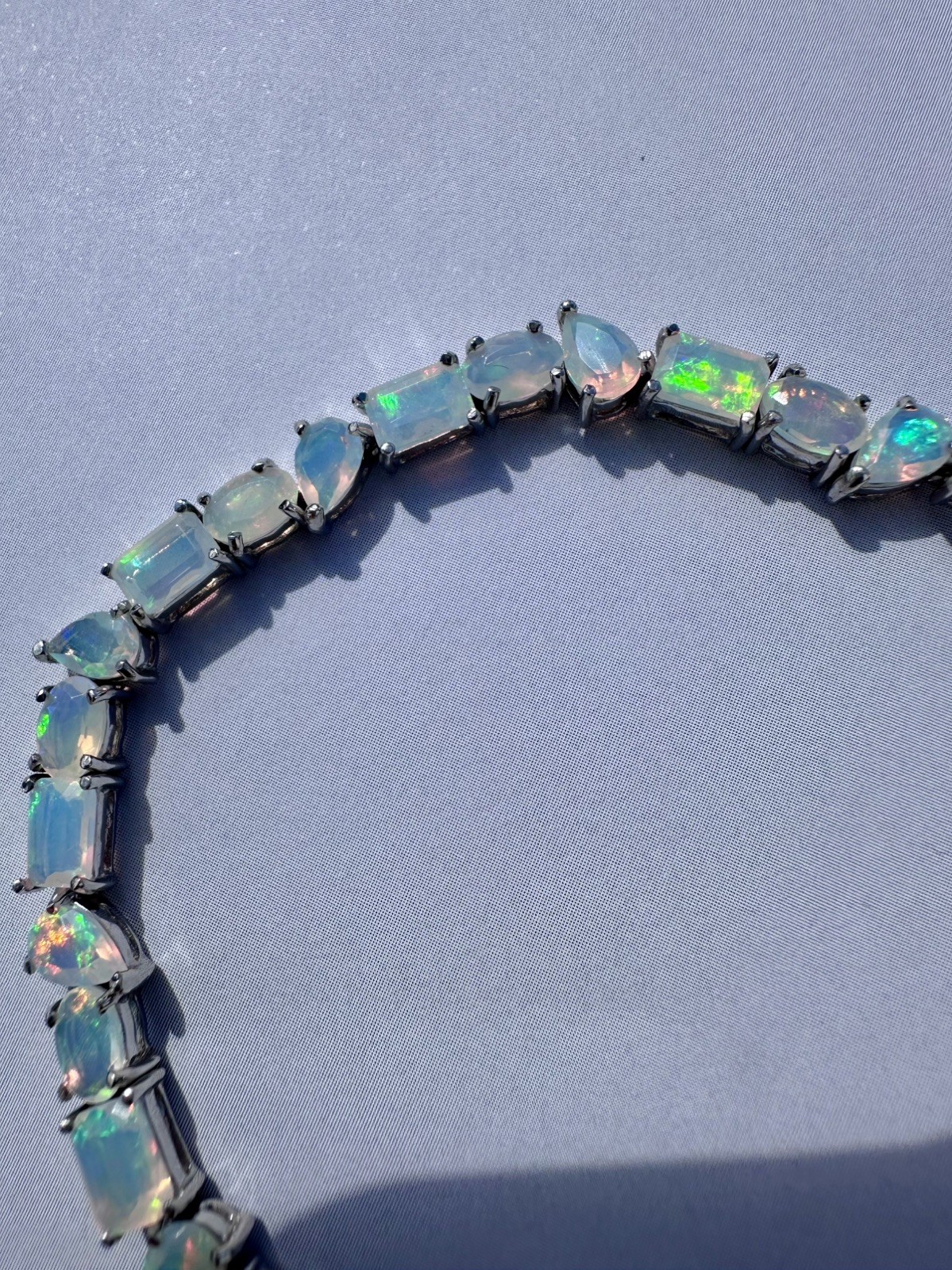 Stunning Genuine Opal Bracelet In Sterling Silver