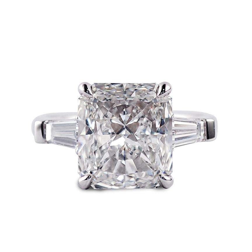 4Ct Radiant Cut Lab Created Moissanite Ring 14K White Gold Plated 925 Silver