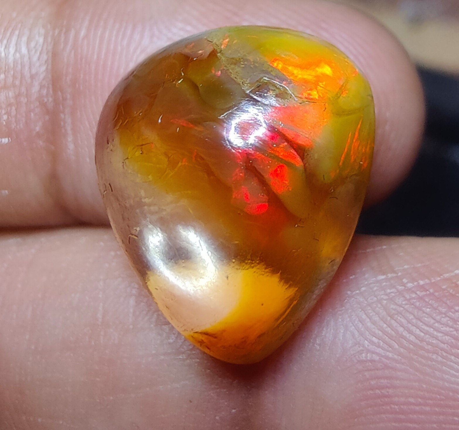 Honeycomb Opal, 13 Carat, Size- 18x16x9 mm, Ethiopian Opal Pear Cab, Jewellery.