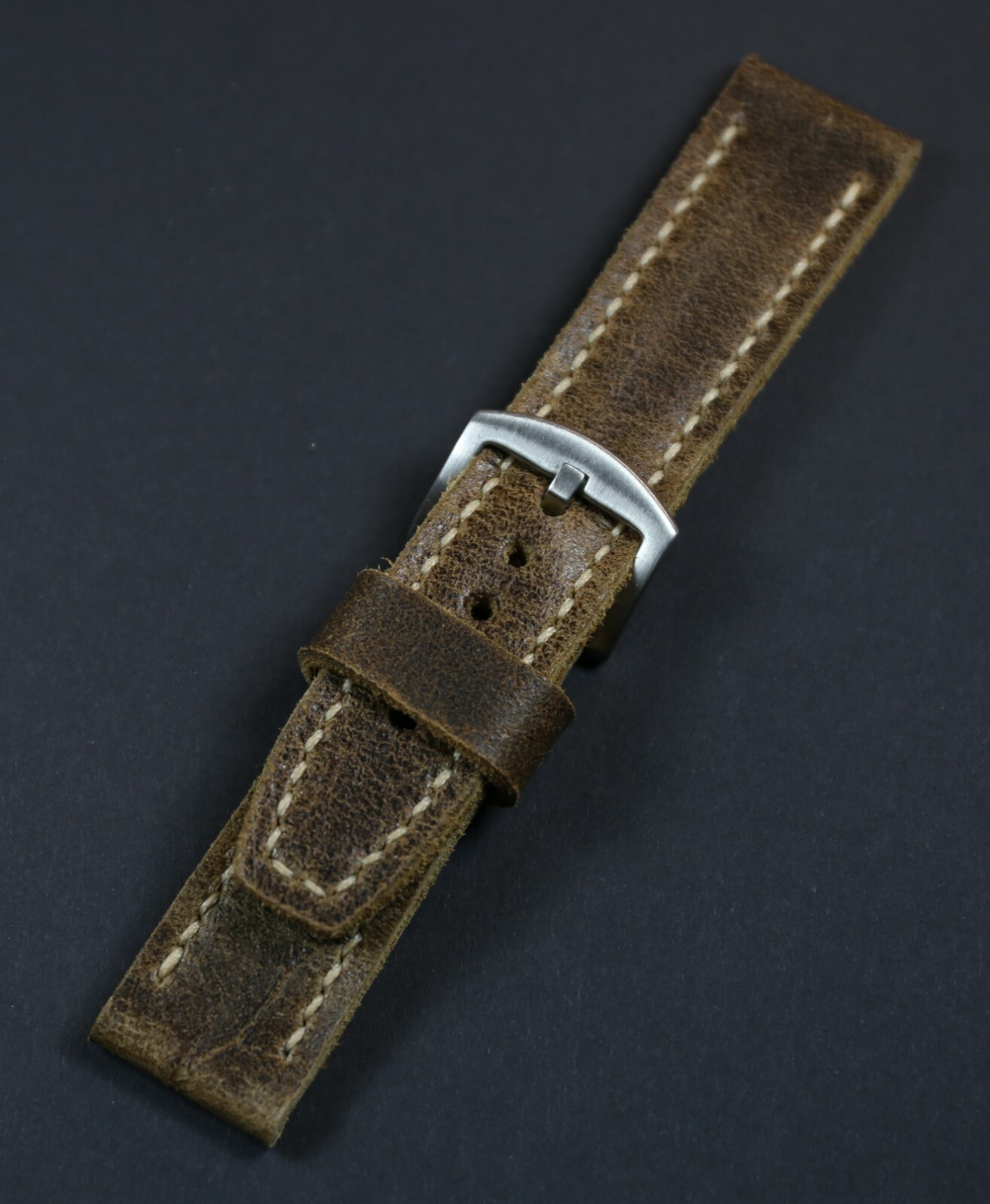 Brown Leather Watch band Soft Thick Distressed for PAM Handmade strap 18 – 26mm