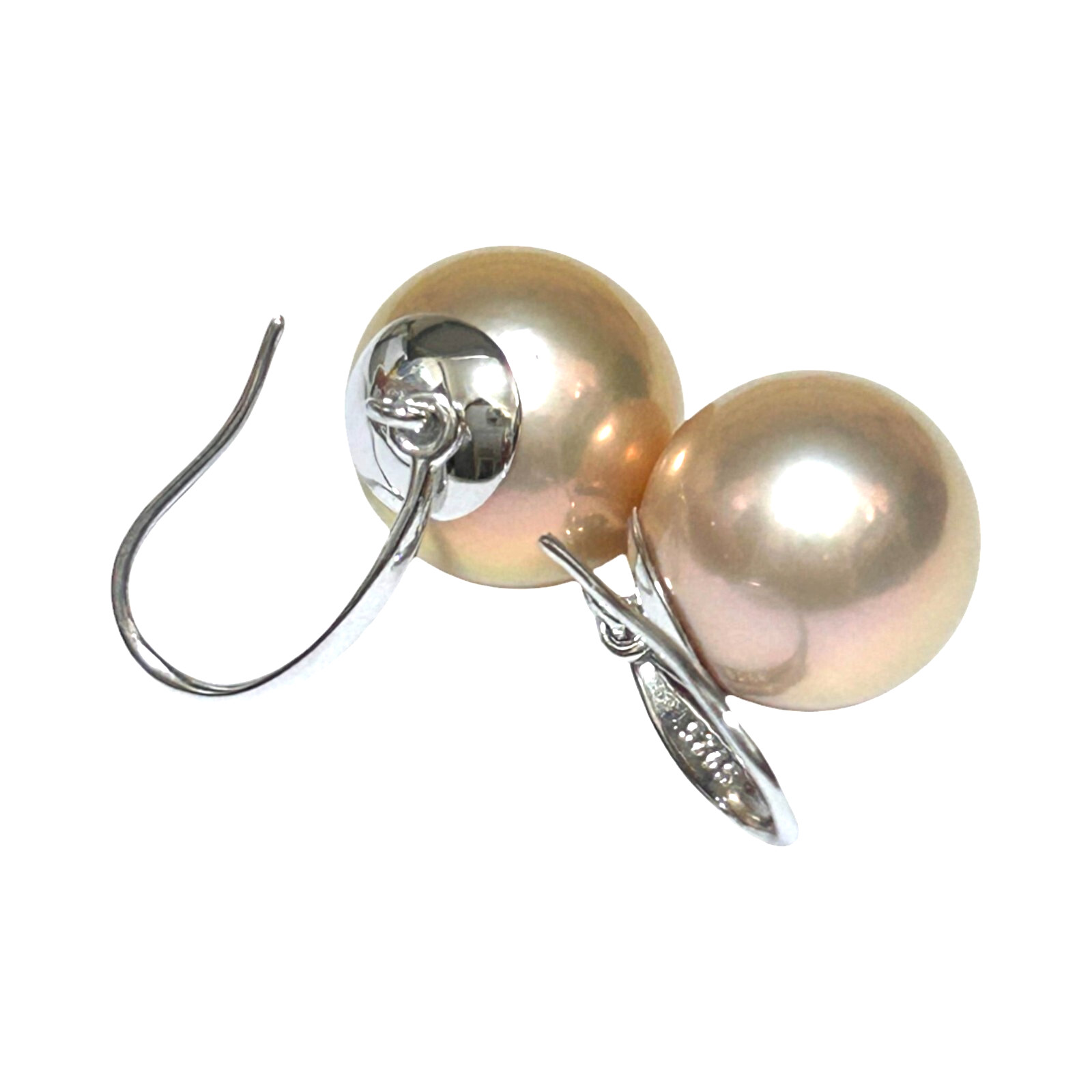 Massive 12.3mm Violet Rose Spherical Edison Farmed Pearl Drop Hook Earrings