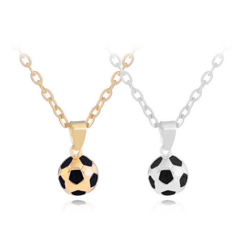 FOOTBALL Necklace Chain Pendant Gold/Silver Sports Soccer Fan Kids Adults