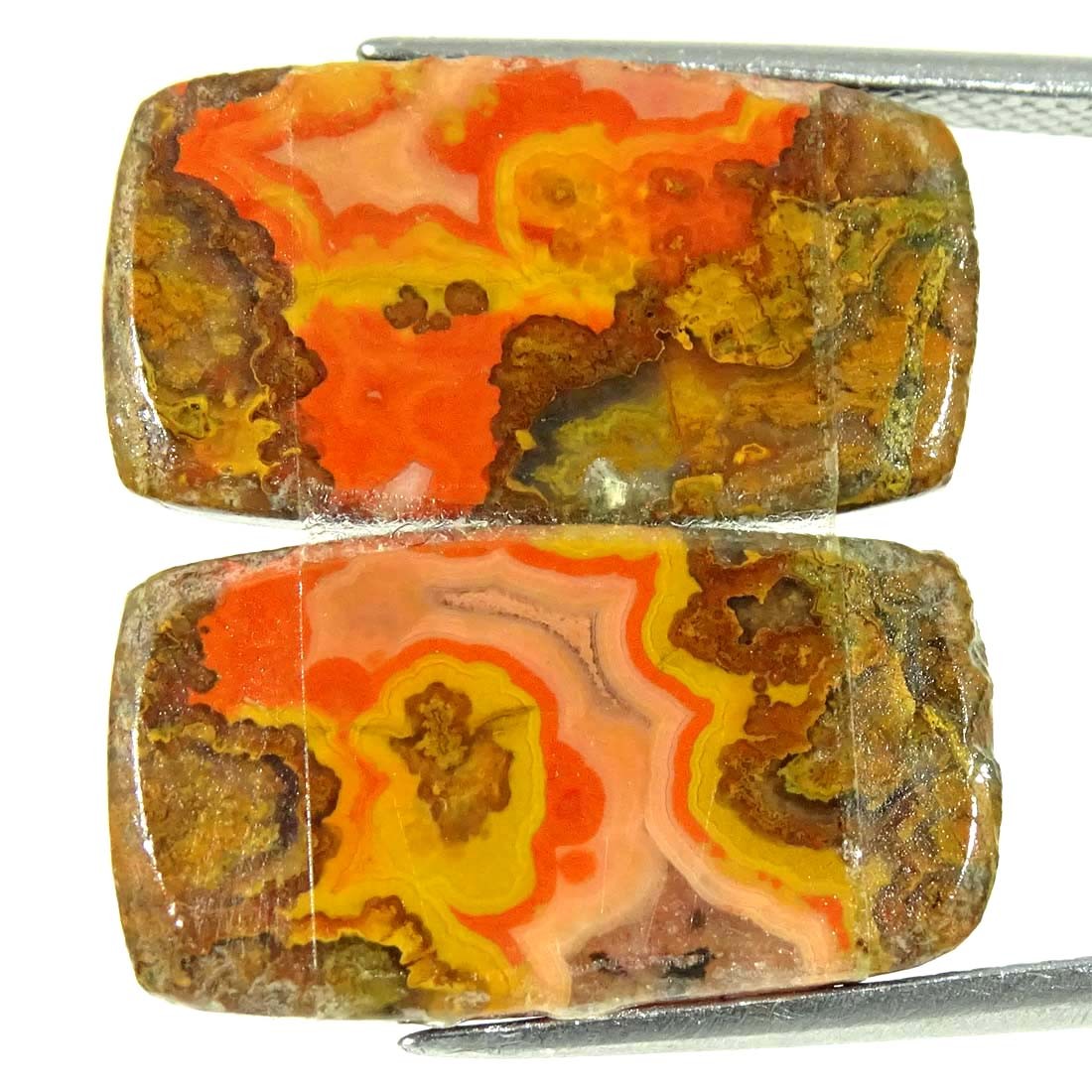 20.50Cts Natural Moroccan Seam Agate Pair Cushion Cabochon Loose Gemstone