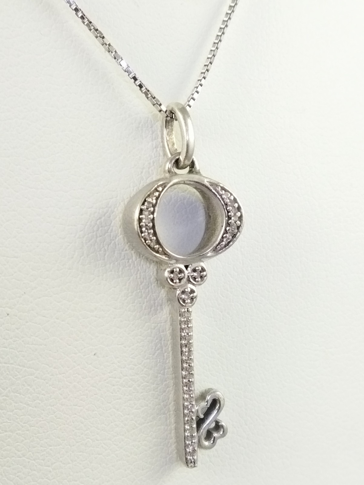 Jane Seymour Open Heart Diamond Key Sterling Silver Pendant Necklace 18″