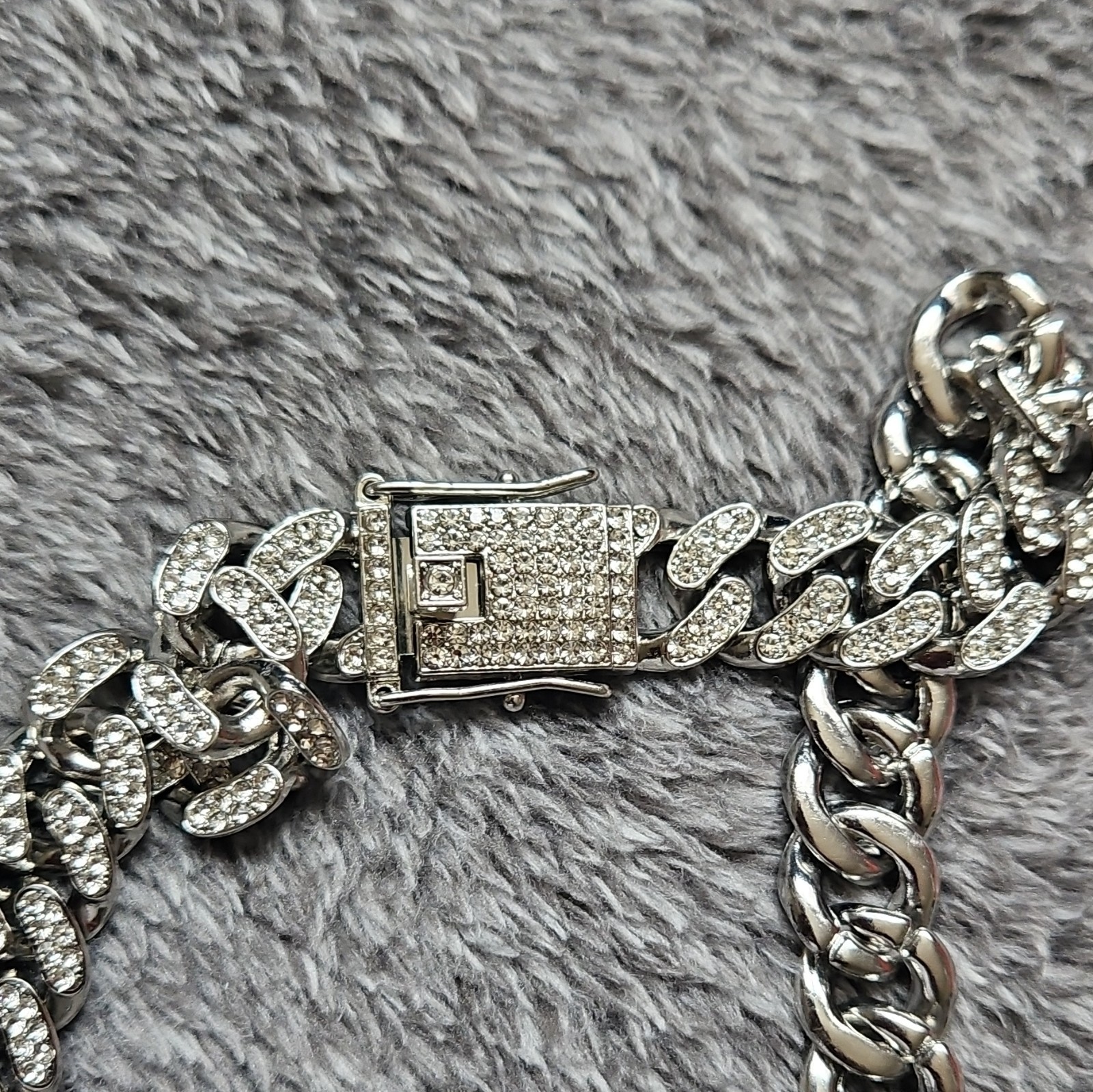 Silver Tone Cuban Link Chain Necklace w/ Pavé Clear Crystal Scorpion Charm