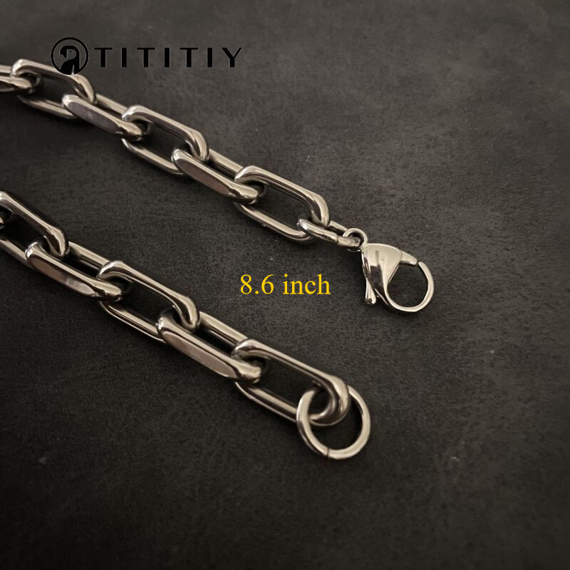 New 8mm Pure Titanium Chain Bracelet Men’s Women Bracelet Anti Allergy 8.6 Inch