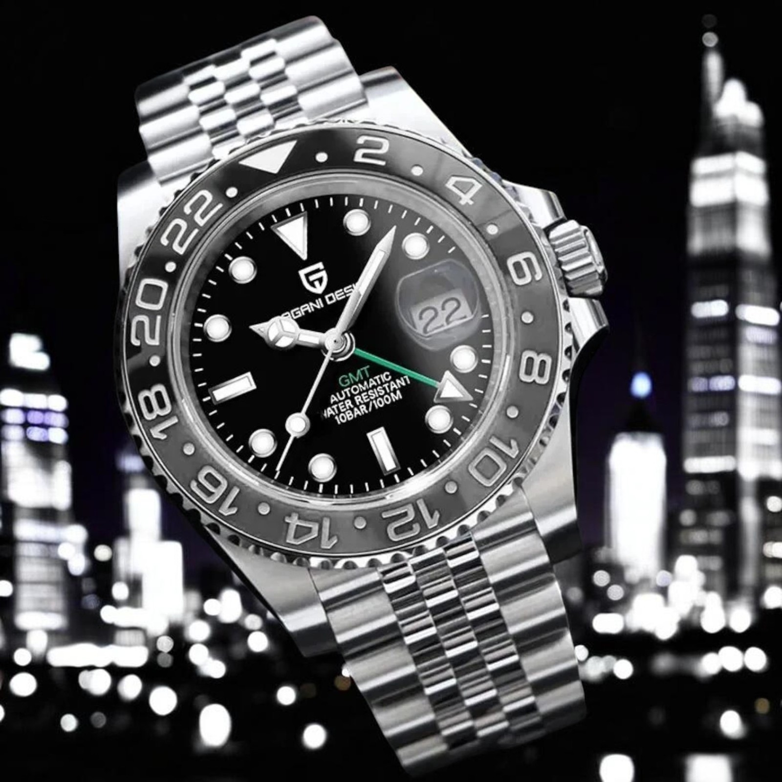 40MM PAGANI DESIGN GMT Automatic Men’s watch Waterproof Stainless Steel New USA