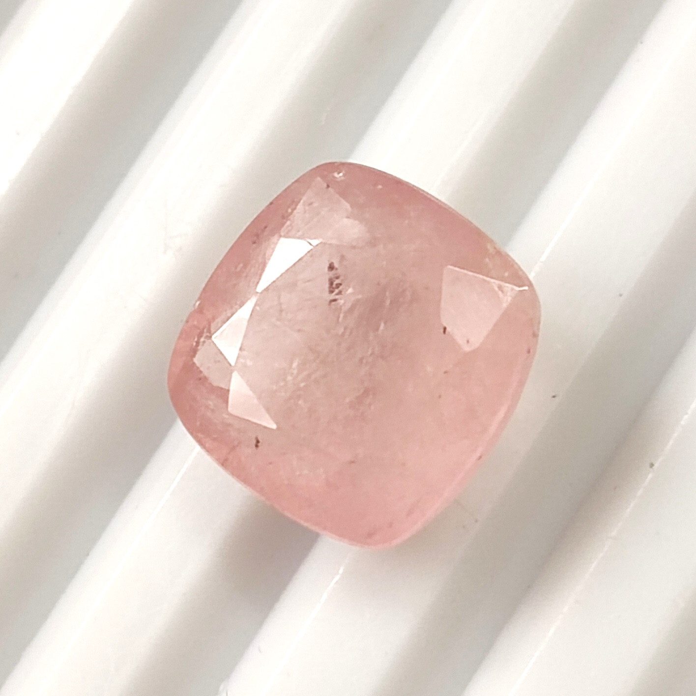 Genuine Pink Morganite 12.5 MM Cushion Faceted Natural Loose Gemstone 8.05 Carat
