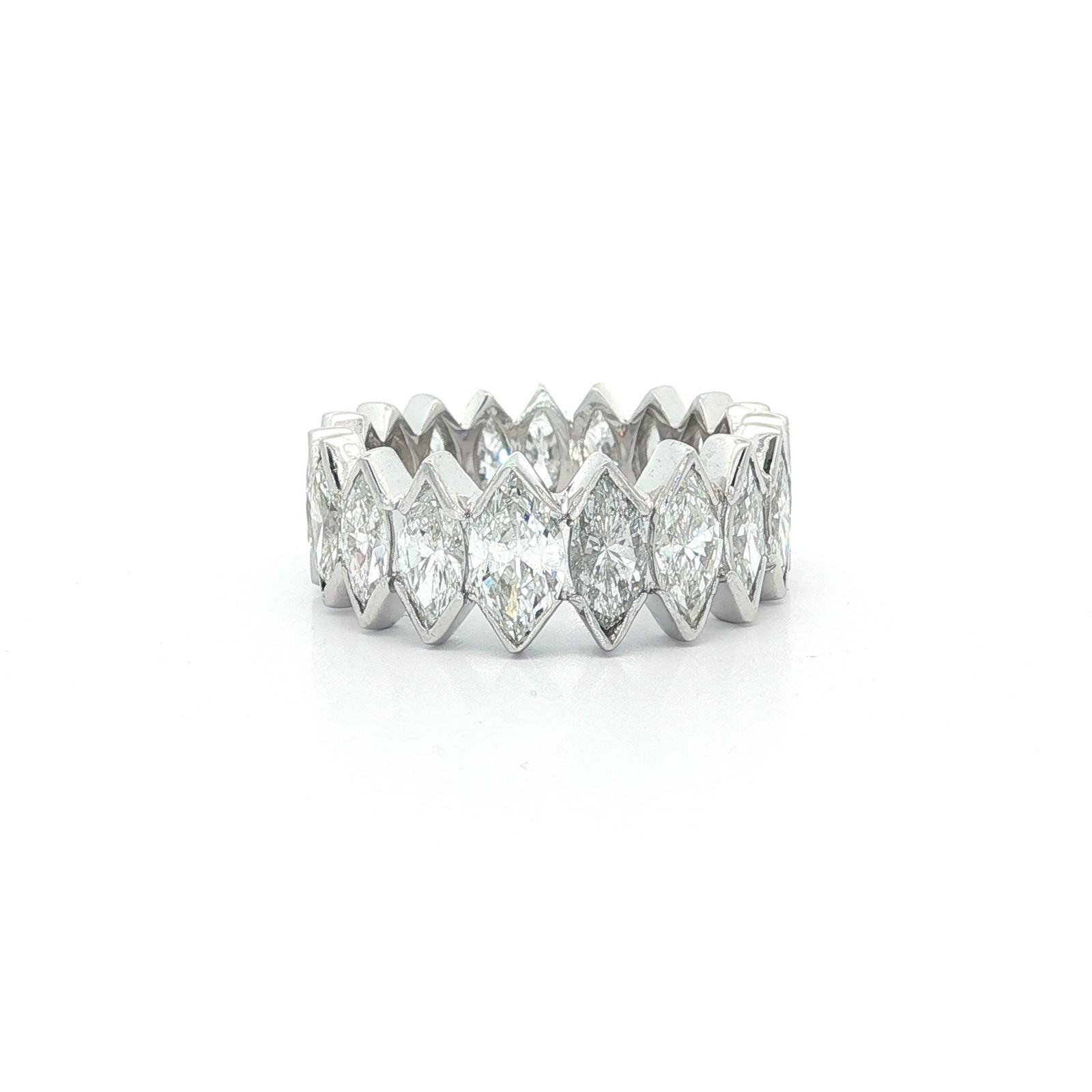 Vintage Platinum 5.5ct Marquise Diamond Channel V Prong Band Ring