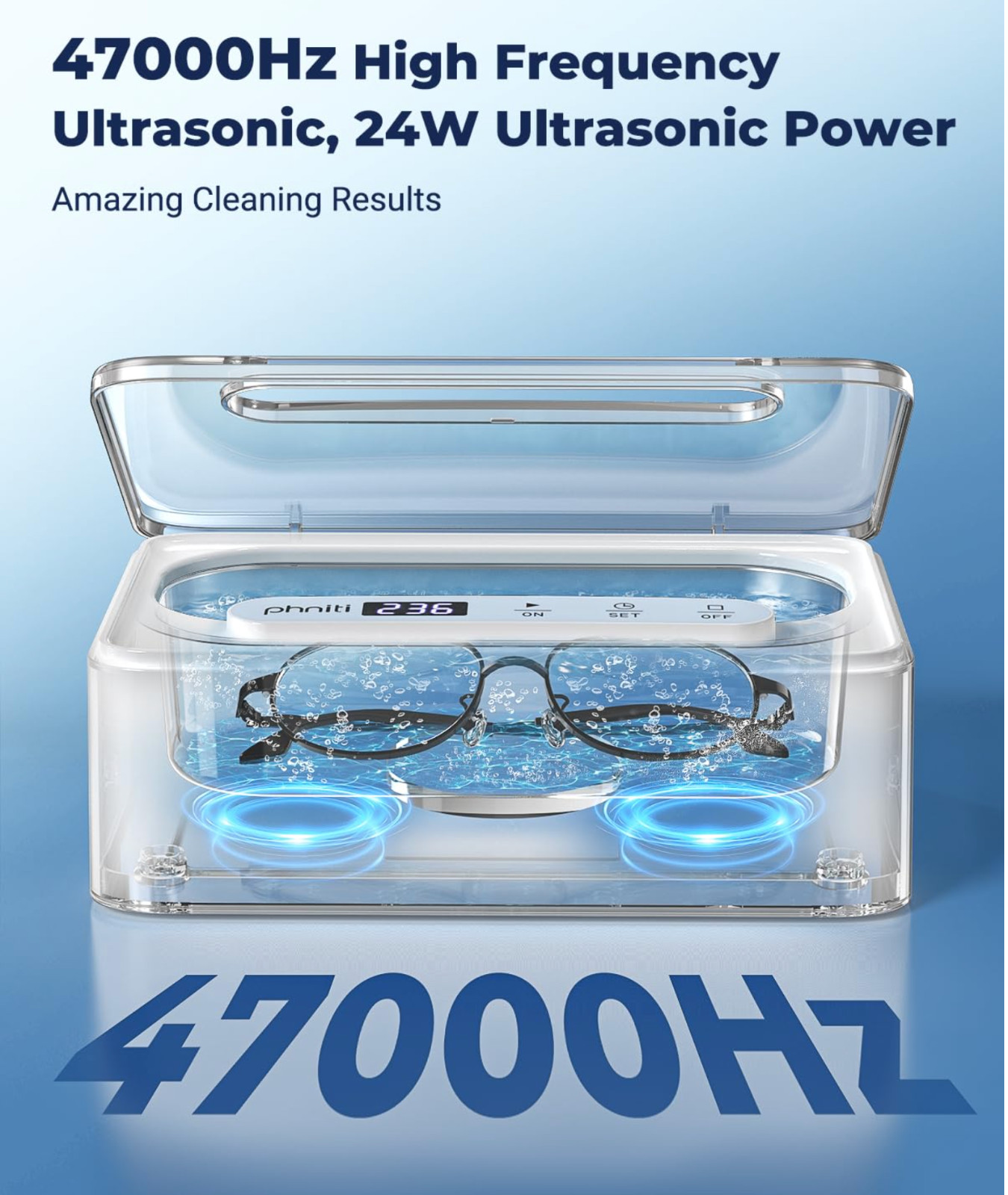 Ultrasonic Jewelry Cleaner Machine Timer for Glasses Retainers White Cleaner