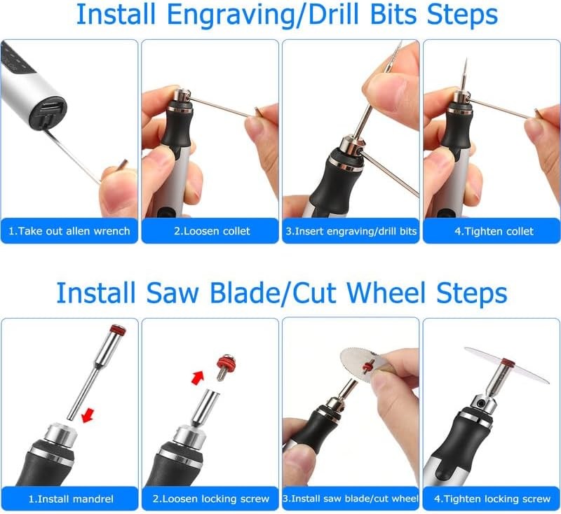 USB Rechargeable Engraving Pen 42 Bits Cordless Mini Rotary Tool Etching