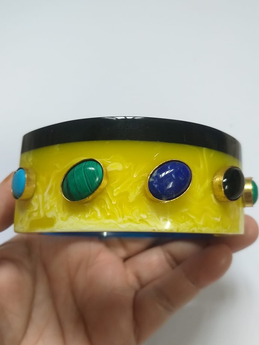 Beautiful Double Color Resin Bangle Bracelet Handmade Bangle Summer Jewelry Gift