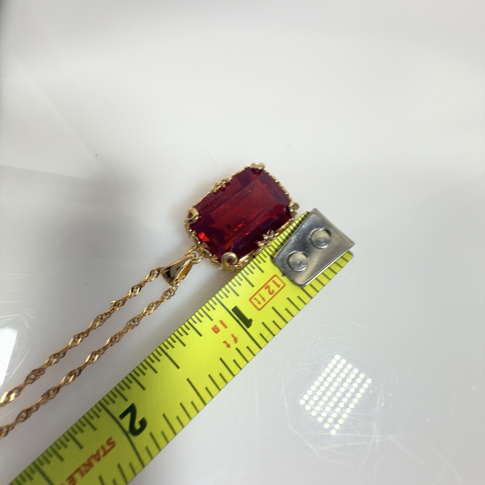 Ruby Necklace Lab Created Pendant 925 Gold Vermeil BBJ Bangkok Ratnaraj 18+2 In