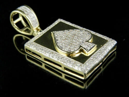 Men’s Spade Pendant 5 Ct Round Cut Lab Created Diamond 14K Yellow Gold Plated