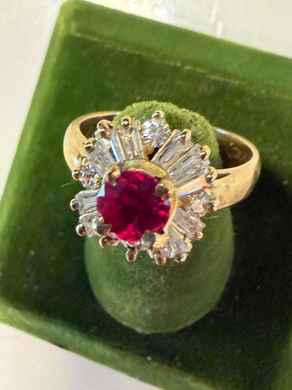 Vintage SOLID 10KT BJM Gold Stamped Red Size 8 Ring 4.71g NOS NOI!