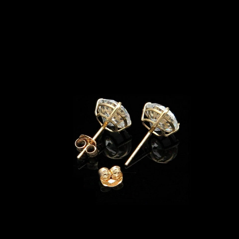 2Ct Round Lab-Created Diamond Brilliant Solitaire Earrings 14K Yellow Gold Over