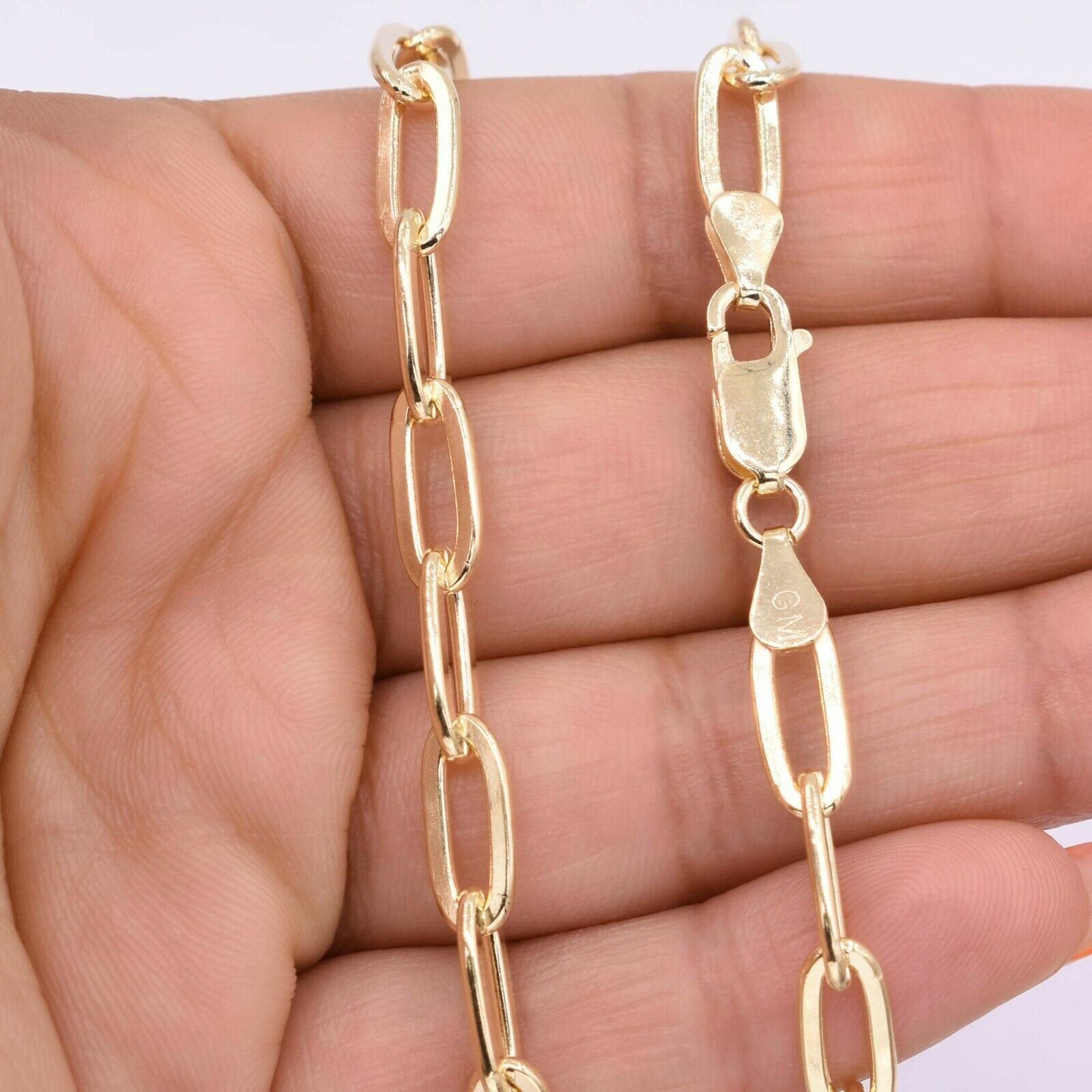 5.4mm Paperclip Chain Necklace 14K Yellow Gold-Plated Sterling Silver 925 20″