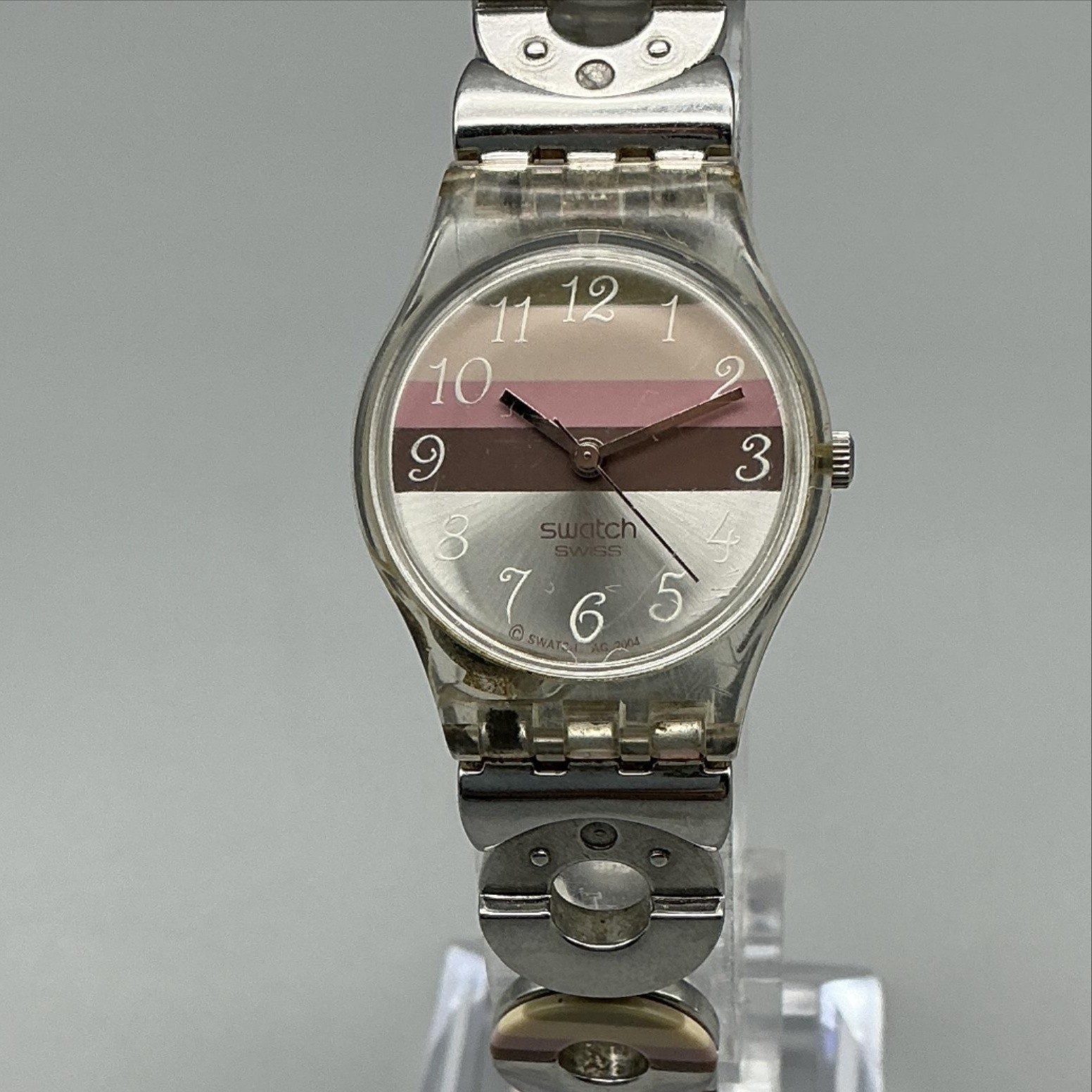 Vintage Swatch Metallic Dune Womens Watch 25mm Stainless Swiss New Battery 7.75″