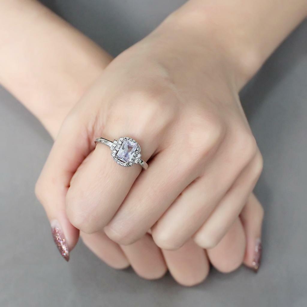 DA246 – High polished (no plating) Stainless Steel Ring with AAA Grade CZ in