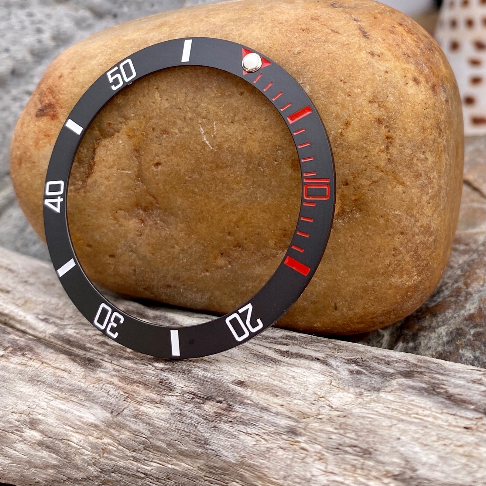 Matte Black with Red+White Ceramic [Sub Style Bezel Insert] for Seiko SKX SRPD