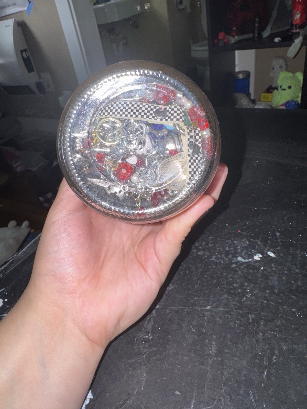 Randomly Assorted Jewelry Jar Emo Goth Rings Bracelets Necklaces