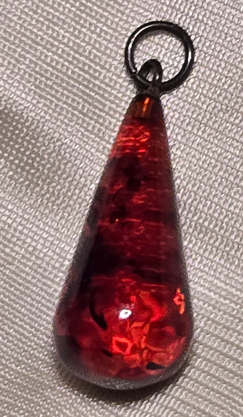 Vintage Brown Natural Amber Pendant from Latvia, Teardrop Shaped