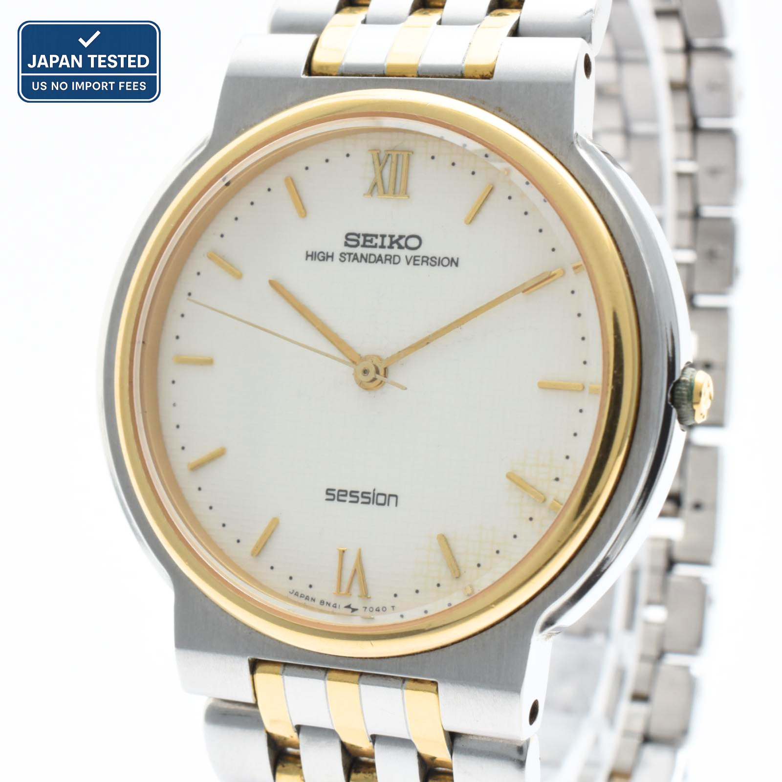 SEIKO Session 8N41-7010 Quartz Two-Tone Analog Bracelet Watch Silver Dial 34mm