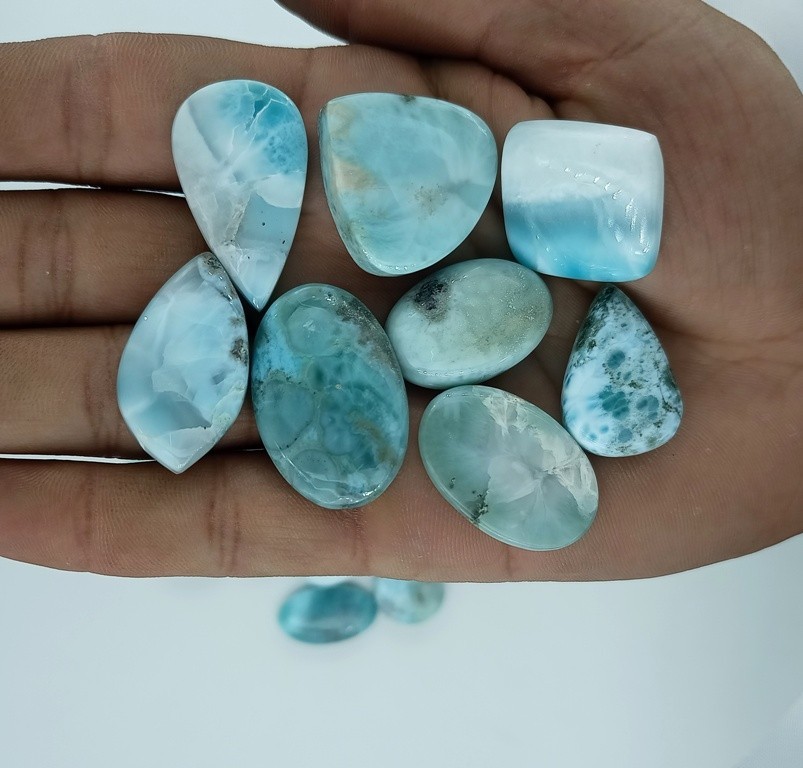 Natural Larimar cabochon gemstones Fancy Jewelry Making Wholesale Lot 71392