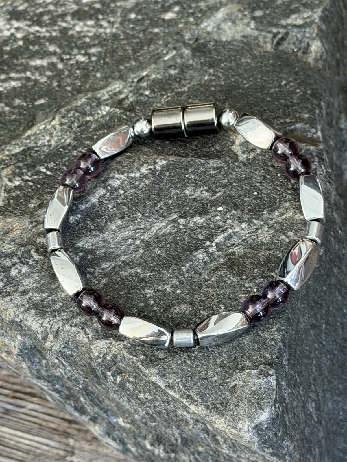 3X Power Magnetic Hematite Amethyst Necklace Anklet Bracelet 1 Row