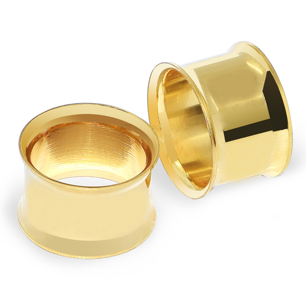 Gold Stainless Steel Ear Gauges Flesh Tunnel Ear Expander Plug Stretcher – TWO