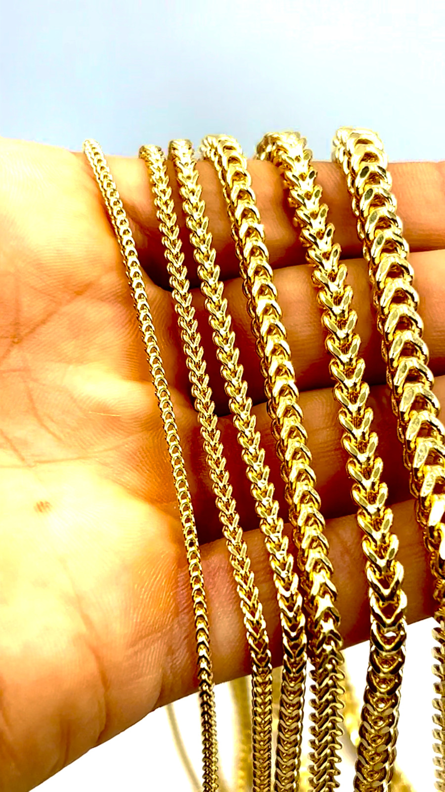 10K Yellow Gold Franco Box Square Necklace Bracelet Chain Real 2mm-7mm 7″-30″